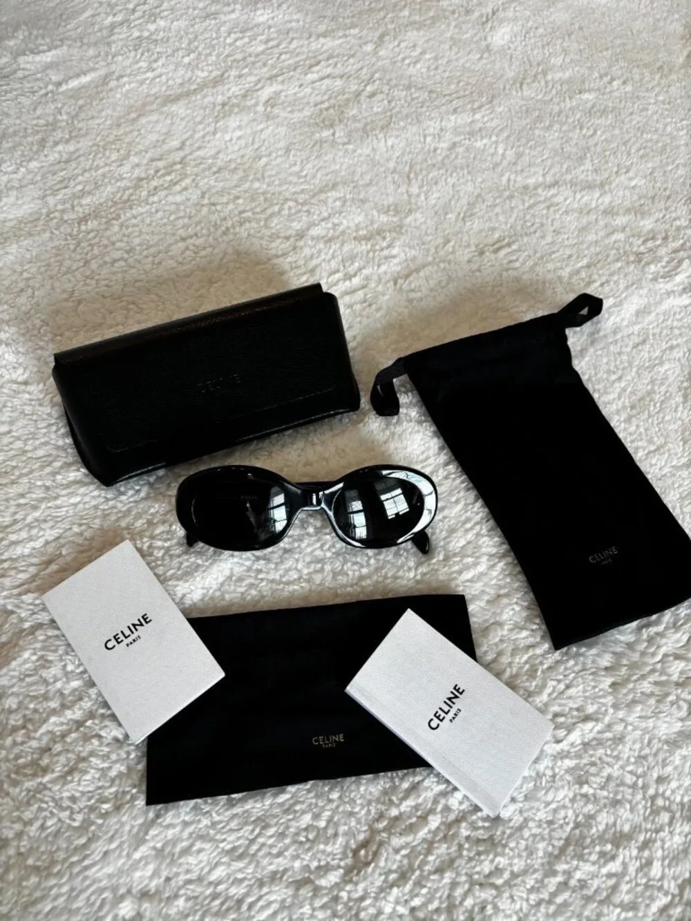 Celine Triomphe Oval Women Sunglasses CL40194U 01A Black Frame